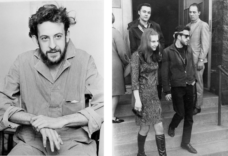 Left: levy during his obscenity trial, 1967. Right: levy (bottom right) and friends leaving the Cuyahoga County Courthosue, 1967.