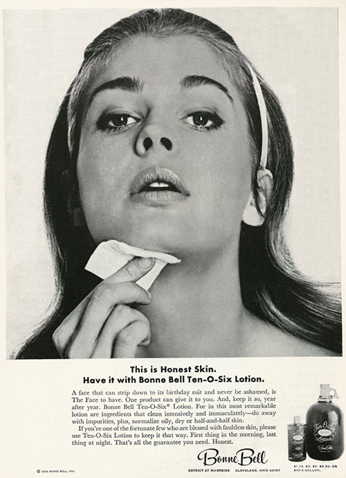 The quest for "honest skin." Bonne Bell ad, from XX in XX.