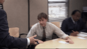 Jim from the TV show The Office shows Michael that what he's describing is, in fact, a pyramid scheme